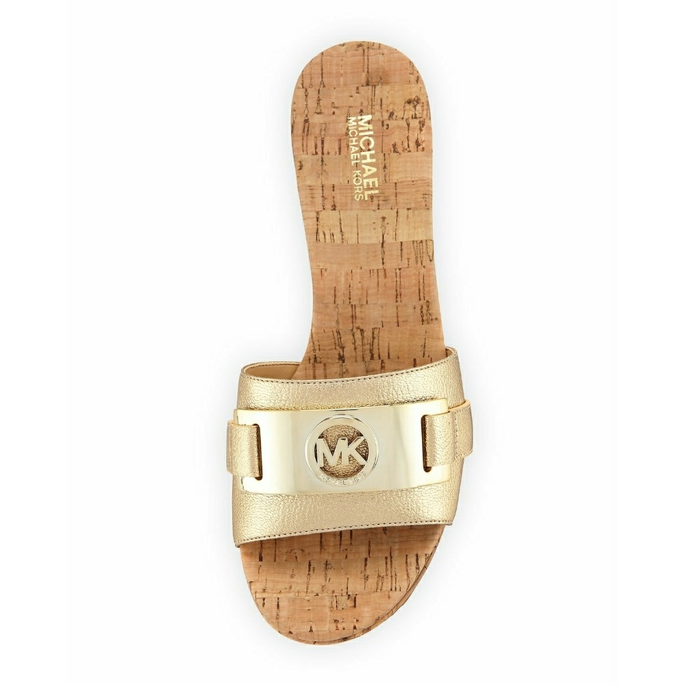 π MICHAEL KORS MK Logo Leather Platform Sandals - Picture 4 of 5